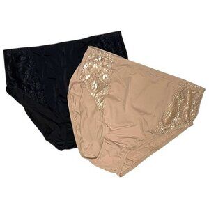 Breezies Soft Support Contrast Lace Hi-Cut Panties Set of Two XL  (BG-11)